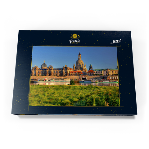 Elbe und Brühlsche Terrasse mit Kunstakademie und Frauenkirche, Dresden 1000 Puzzle Schachtel Ansicht3