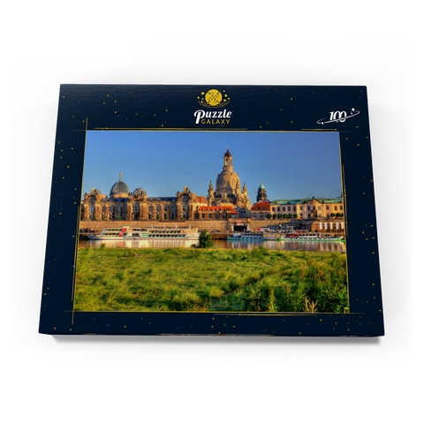 Elbe und Brühlsche Terrasse mit Kunstakademie und Frauenkirche, Dresden 100 Puzzle Schachtel Ansicht3