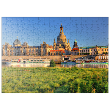 puzzleplate Elbe und Brühlsche Terrasse mit Kunstakademie und Frauenkirche, Dresden 200 Puzzle