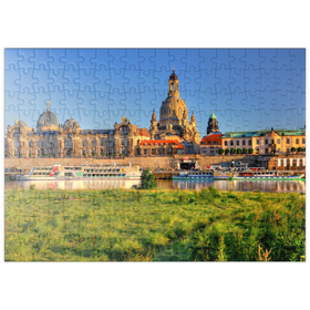 Darstellung des Puzzle Motivs Elbe und Brühlsche Terrasse mit Kunstakademie und Frauenkirche, Dresden - Puzzleteile: 200