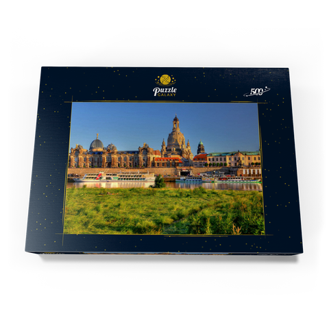 Elbe und Brühlsche Terrasse mit Kunstakademie und Frauenkirche, Dresden 500 Puzzle Schachtel Ansicht3