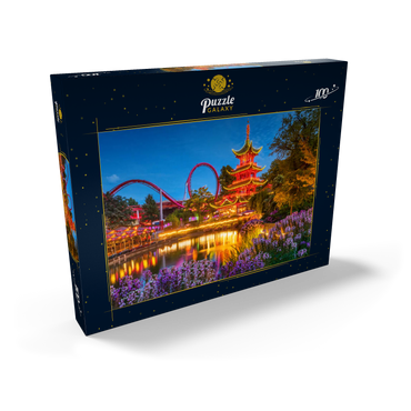 Chinesische Pagode am Tivoli See im Vergnügungspark 100 Puzzle Schachtel Ansicht2