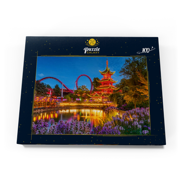 Chinesische Pagode am Tivoli See im Vergnügungspark 100 Puzzle Schachtel Ansicht3