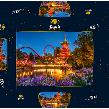 Chinesische Pagode am Tivoli See im Vergnügungspark 100 Puzzle Schachtel 3D Modell