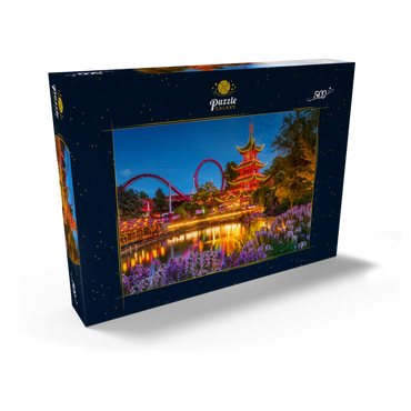 Chinesische Pagode am Tivoli See im Vergnügungspark 500 Puzzle Schachtel Ansicht2