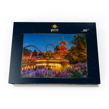 Chinesische Pagode am Tivoli See im Vergnügungspark 500 Puzzle Schachtel Ansicht3