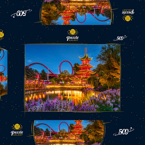 Chinesische Pagode am Tivoli See im Vergnügungspark 500 Puzzle Schachtel 3D Modell
