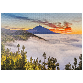 Darstellung des Puzzle-Motivs Abend am Cumbre Dorsal mit Blick zum Pico del Teide (3718m), Teneriffa – Puzzleteile: 1000