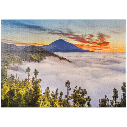 puzzleplate Abend über den Passatwolken am Cumbre Dorsal mit Blick zum Pico del Teide (3718m), Teneriffa 1000 Puzzle