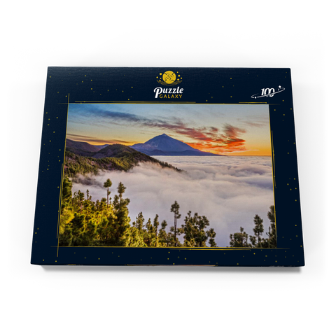 Abend über den Passatwolken am Cumbre Dorsal mit Blick zum Pico del Teide (3718m), Teneriffa 100 Puzzle Schachtel Ansicht3