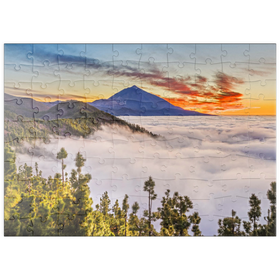 Darstellung des Puzzle Motivs Abend am Cumbre Dorsal mit Blick zum Pico del Teide (3718m), Teneriffa - Puzzleteile: 100