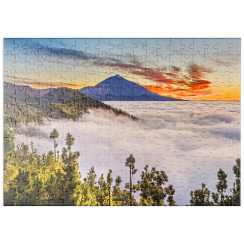 puzzleplate Abend über den Passatwolken am Cumbre Dorsal mit Blick zum Pico del Teide (3718m), Teneriffa 200 Puzzle