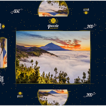 Abend über den Passatwolken am Cumbre Dorsal mit Blick zum Pico del Teide (3718m), Teneriffa 200 Puzzle Schachtel 3D Modell