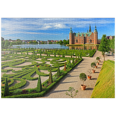 puzzleplate Wasserschloss Frederiksborg, Hilleröd, Seeland, Dänemark 1000 Puzzle