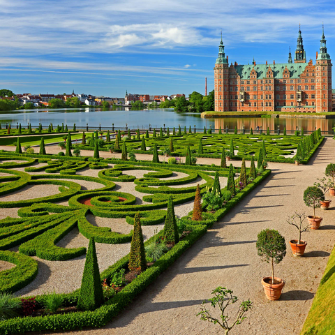 Wasserschloss Frederiksborg, Hilleröd, Seeland, Dänemark 1000 Puzzle 3D Modell