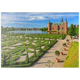 Darstellung des Puzzle Motivs Wasserschloss Frederiksborg, Hilleröd, Seeland, Dänemark - Puzzleteile: 100