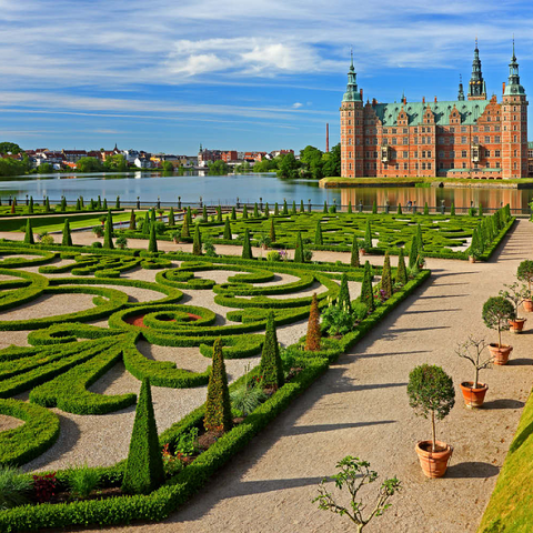Wasserschloss Frederiksborg, Hilleröd, Seeland, Dänemark 100 Puzzle 3D Modell