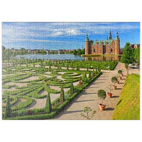 puzzleplate Wasserschloss Frederiksborg, Hilleröd, Seeland, Dänemark 200 Puzzle