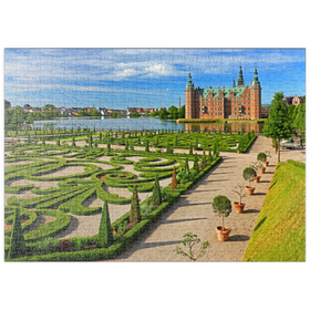 Darstellung des Puzzle Motivs Wasserschloss Frederiksborg, Hilleröd, Seeland, Dänemark - Puzzleteile: 500