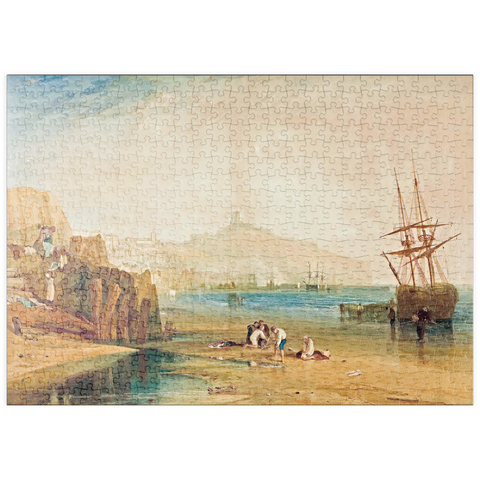 puzzleplate Scarborough town and castle: morning: boys catching crabs 500 Puzzle