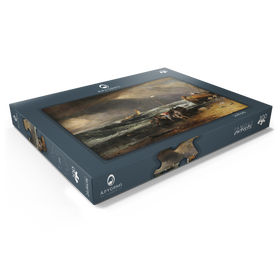 Darstellung des Puzzle Motivs A Coast Scene with Fishermen Hauling a Boat Ashore - Puzzleteile: 100