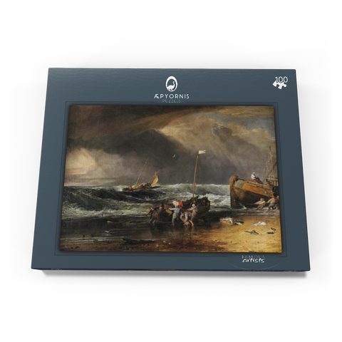 A Coast Scene with Fishermen Hauling a Boat Ashore 100 Puzzle Schachtel Ansicht3