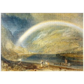 Darstellung des Puzzle Motivs Rainbow: A View on the Rhine from Dunkholder Vinyard, of Ostersprey and Feltzen below Bosnart - Puzzleteile: 1000