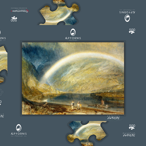 Rainbow: A View on the Rhine from Dunkholder Vinyard, of Ostersprey and Feltzen below Bosnart 500 Puzzle Schachtel 3D Modell