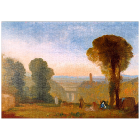 Darstellung des Puzzle Motivs Italian Landscape with Bridge and Tower - Puzzleteile: 1000