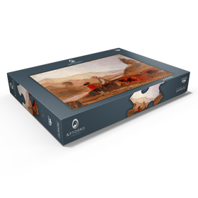 Darstellung des Puzzle Motivs Mountainous Landscape with Figures by a Lake - Puzzleteile: 1000