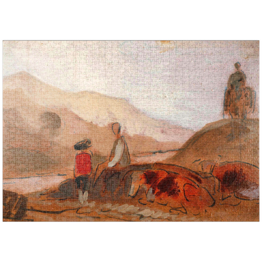 puzzleplate Mountainous Landscape with Figures by a Lake 1000 Puzzle