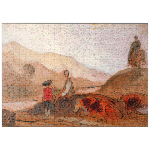 puzzleplate Mountainous Landscape with Figures by a Lake 500 Puzzle