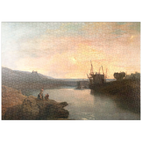 Darstellung des Puzzle Motivs Harlech Castle, from Tygwyn Ferry, Summer's Evening Twilight - Puzzleteile: 1000