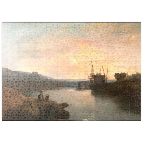 puzzleplate Harlech Castle, from Tygwyn Ferry, Summer's Evening Twilight 500 Puzzle