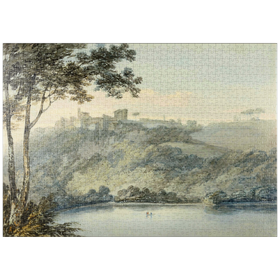 Darstellung des Puzzle Motivs Lake Nemi and the Town of Genzano - Puzzleteile: 1000