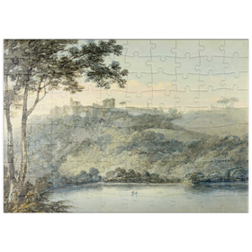 Darstellung des Puzzle Motivs Lake Nemi and the Town of Genzano - Puzzleteile: 100