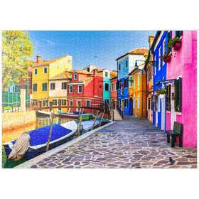 Darstellung des Puzzle Motivs Burano - Bunteste traditionelle Insel in der Nähe von Venedig - Puzzleteile: 1000