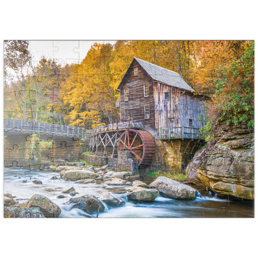 puzzleplate Babcock State Park, West Virginia, USA bei Glade Creek Grist Mill während der Herbstsaison. 100 Puzzle