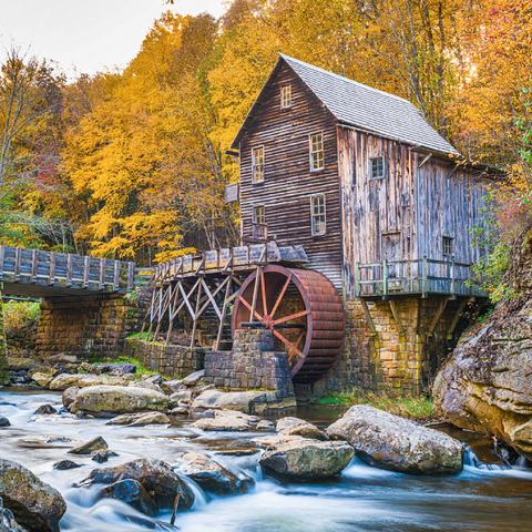 Babcock State Park, West Virginia, USA bei Glade Creek Grist Mill während der Herbstsaison. 100 Puzzle 3D Modell