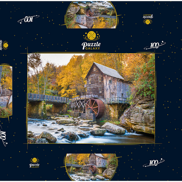 Babcock State Park, West Virginia, USA bei Glade Creek Grist Mill während der Herbstsaison. 100 Puzzle Schachtel 3D Modell