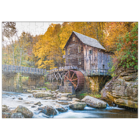 puzzleplate Babcock State Park, West Virginia, USA bei Glade Creek Grist Mill während der Herbstsaison. 200 Puzzle