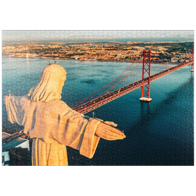 Darstellung des Puzzle Motivs Heiligtums Christi des Königs, Santuario de Cristo Rei. Lissabon, Portugal - Puzzleteile: 1000