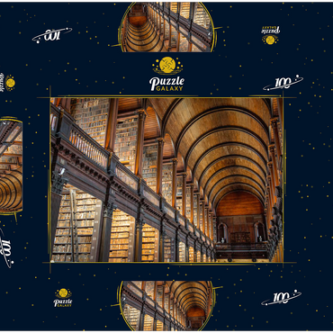 Bücher in der Long Room Library, Trinity College Dublin Irland 100 Puzzle Schachtel 3D Modell
