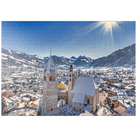 Darstellung des Puzzle-Motivs Kitzbühel Österreich - Tiroler Alpen an einem sonnigen Wintertag – Puzzleteile: 1000