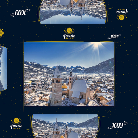 Kitzbühel Österreich Skigebiet - Tiroler Alpen - sonniger Wintertag -Winterwunderland 1000 Puzzle Schachtel 3D Modell