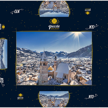 Kitzbühel Österreich Skigebiet - Tiroler Alpen - sonniger Wintertag -Winterwunderland 100 Puzzle Schachtel 3D Modell