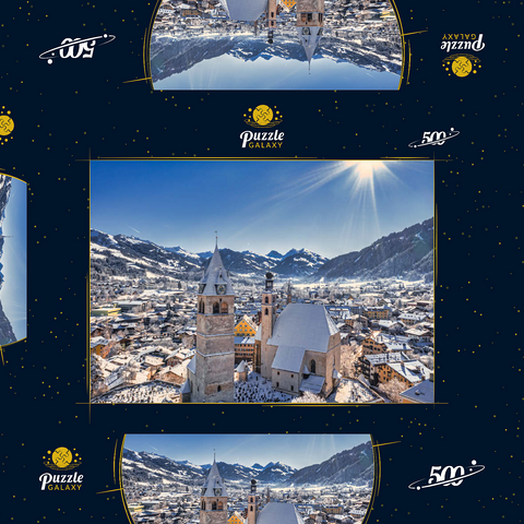 Kitzbühel Österreich Skigebiet - Tiroler Alpen - sonniger Wintertag -Winterwunderland 500 Puzzle Schachtel 3D Modell