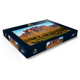 Alternative Darstellung des Puzzle-Motivs Wüstenlandschaft von Sonoran bei Sonnenuntergang im Lost Dutchman State Park, Arizona – Puzzleteile: 200