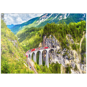 Darstellung des Puzzle-Motivs Glacier Express auf dem Landwasserviadukt, Schweiz – Puzzleteile: 1000