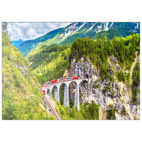 Darstellung des Puzzle-Motivs Glacier Express auf dem Landwasserviadukt, Schweiz – Puzzleteile: 100